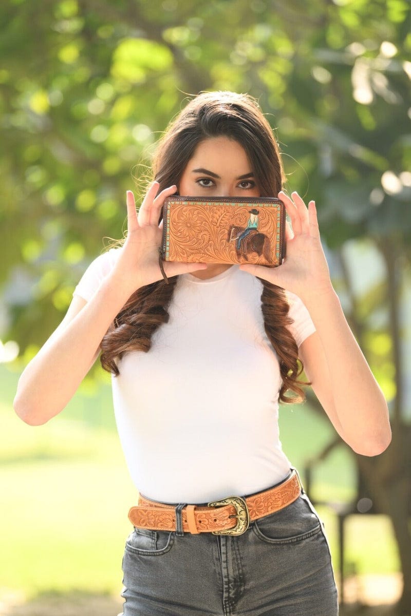 Gympie Saddleworld Handbags & Wallets Tooled Leather Wallet with Artwork