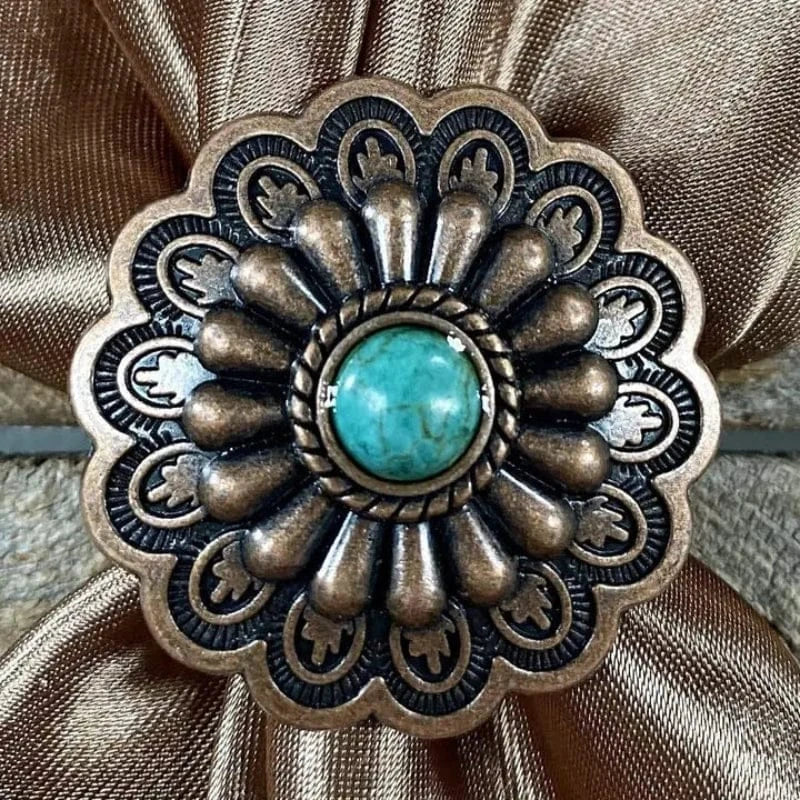 Gympie Saddleworld Jewellery Copper Flower Scarf Slide with Turquoise