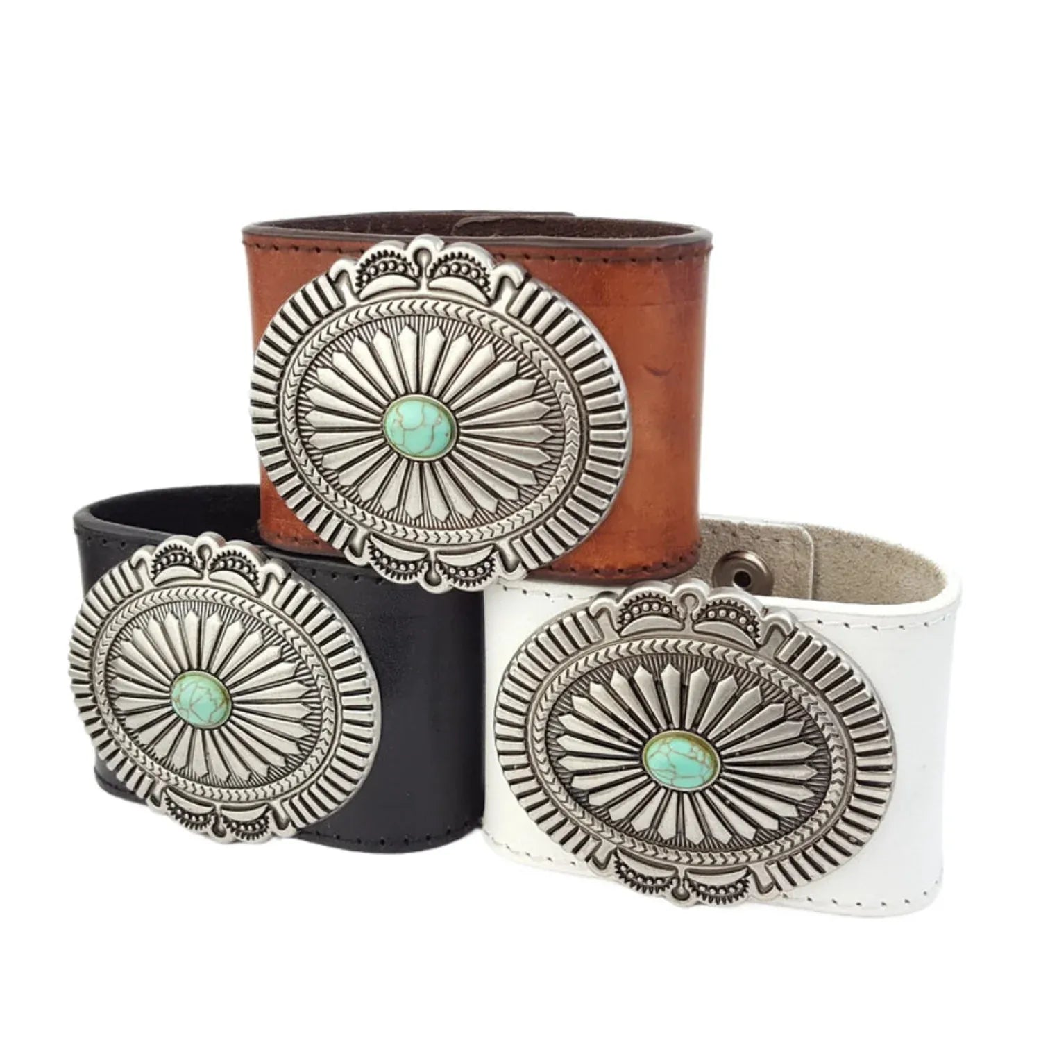 Gympie Saddleworld Jewellery Genuine Leather Cuff with Oval Concho