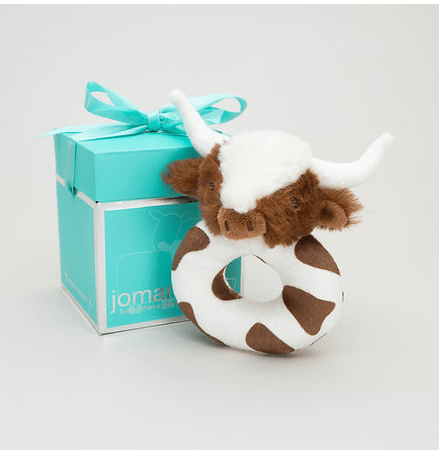 Gympie Saddleworld Toys 10cm Plush Texas Longhorn Cow Rattle