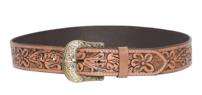Gympie Saddleworld Womens Belts S / Dark Brown Leather Tooled Belt with Removable Buckle