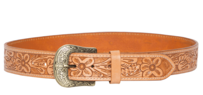 Gympie Saddleworld Womens Belts S / Tan Leather Tooled Belt with Removable Buckle