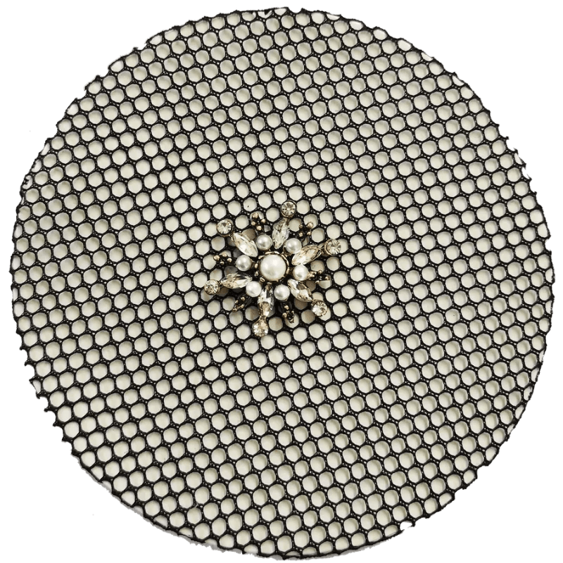 Hamag Hair Accessories M / Black Hamag Hair Net Nylon with Diamond Floret