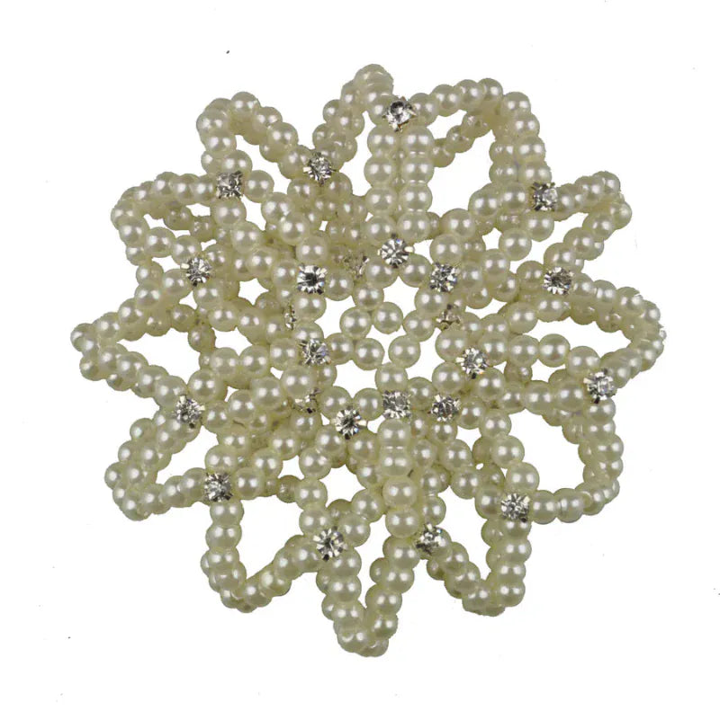Hamag Hair Accessories Pearl Bun Hair Net with Crystals