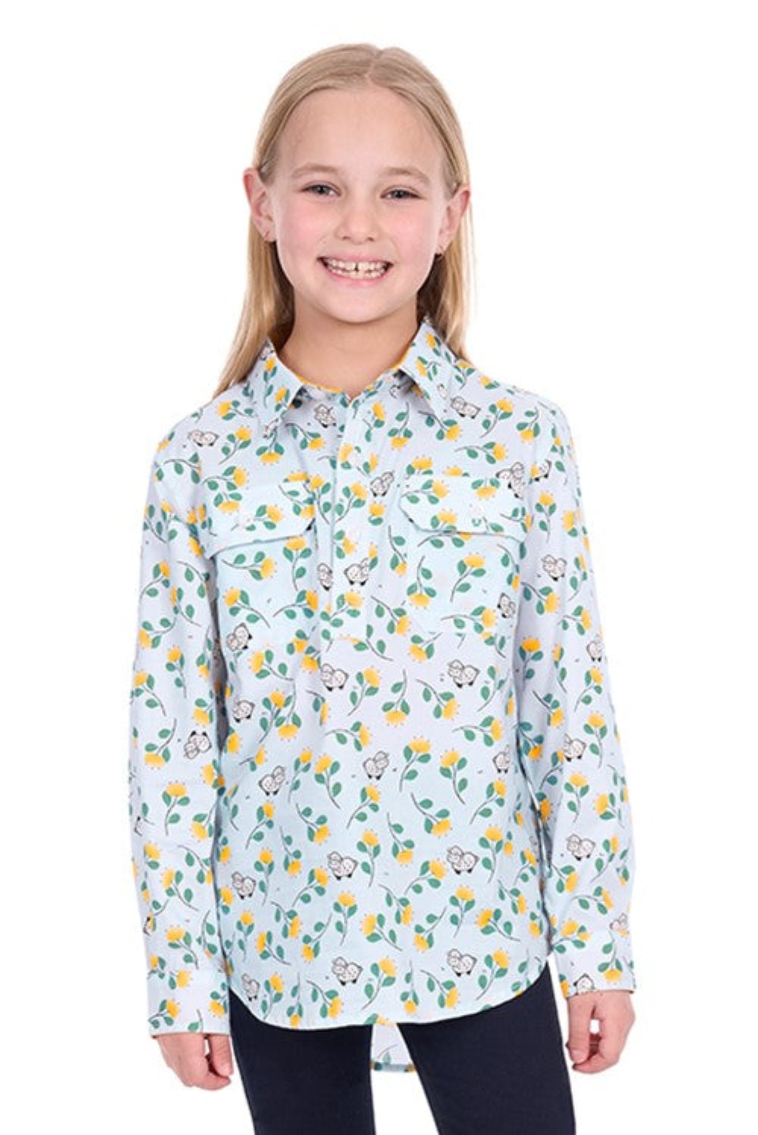 Hard Slog Kids Shirts 06 / Light Blue Hard Slog Shirt Girls Suzie Half Button