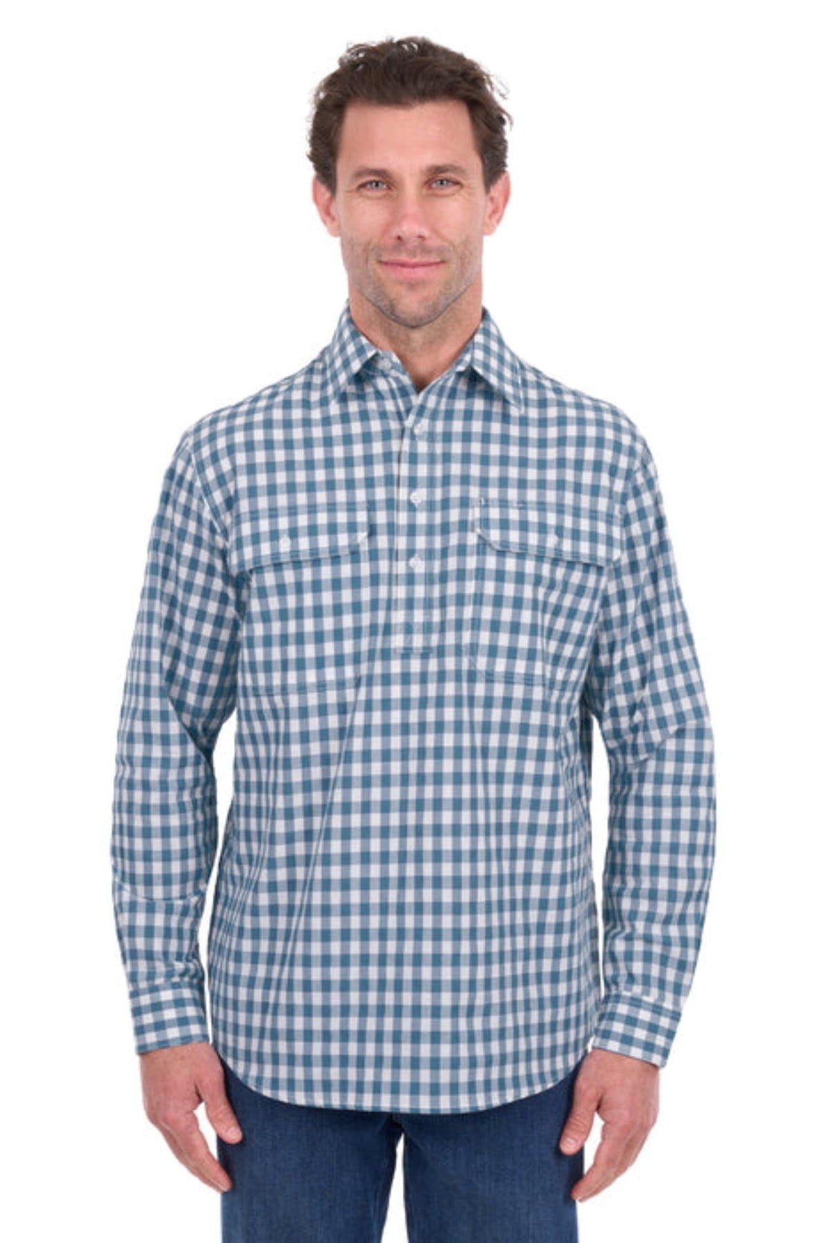 Hard Slog Mens Shirts M / Teal Hard Slog Shirt Mens River Half Button