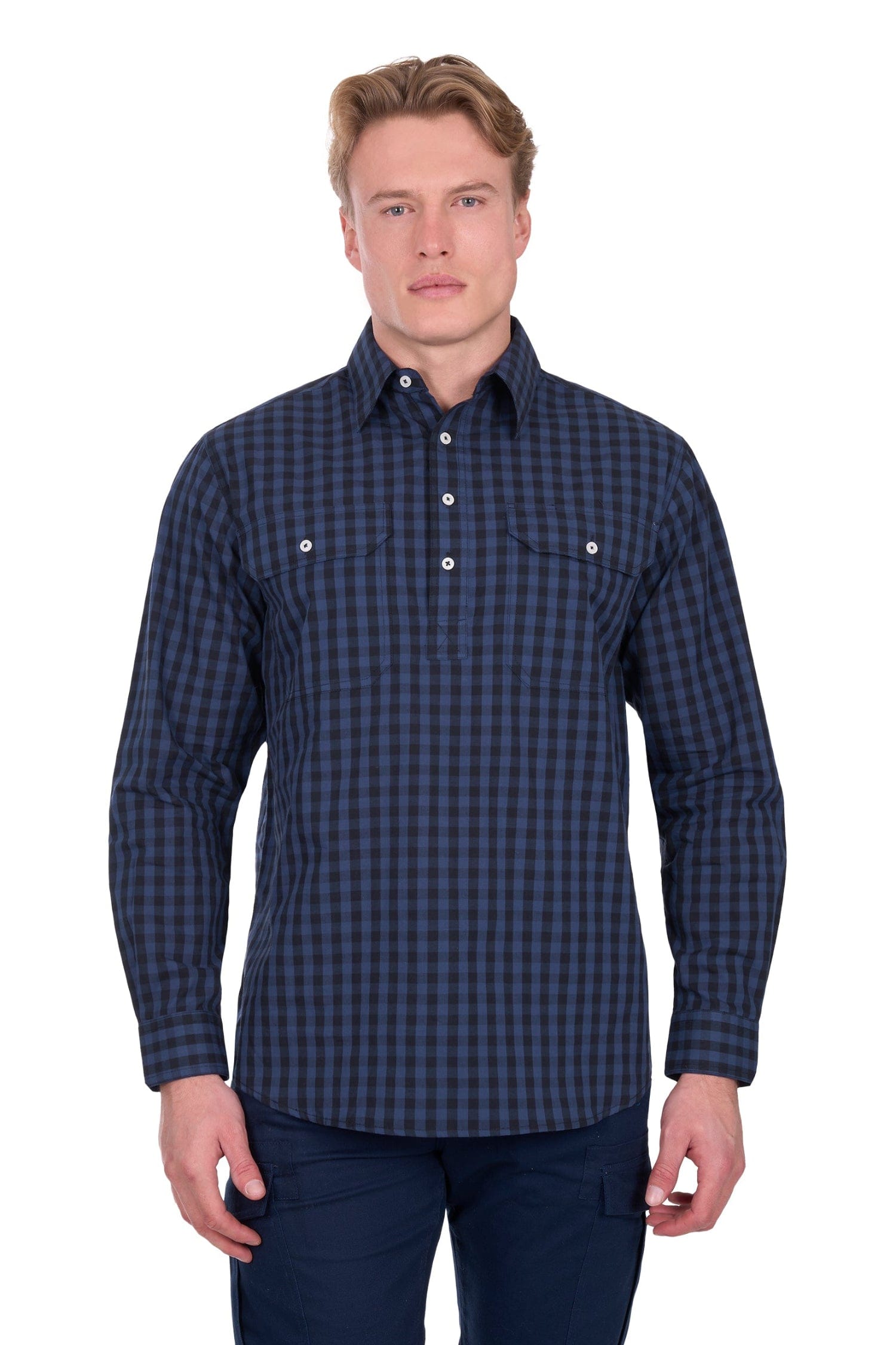 Hard Slog Mens Shirts S / Navy/Black Hard Slog Shirt Mens Nash Half-Button
