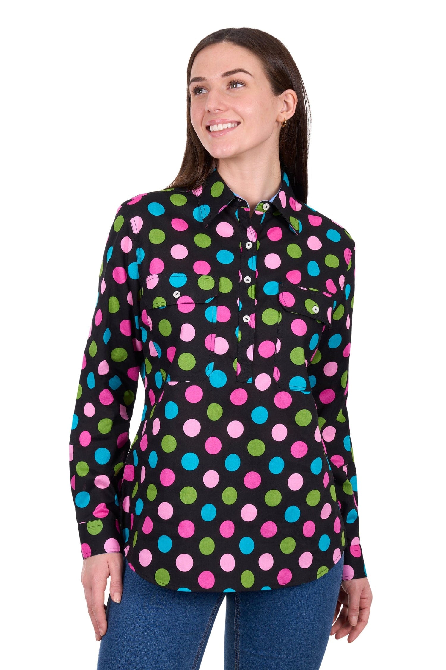 Hard Slog Womens Shirts 08 / Multi Hard Slog Shirt Womens Rena Half-Button