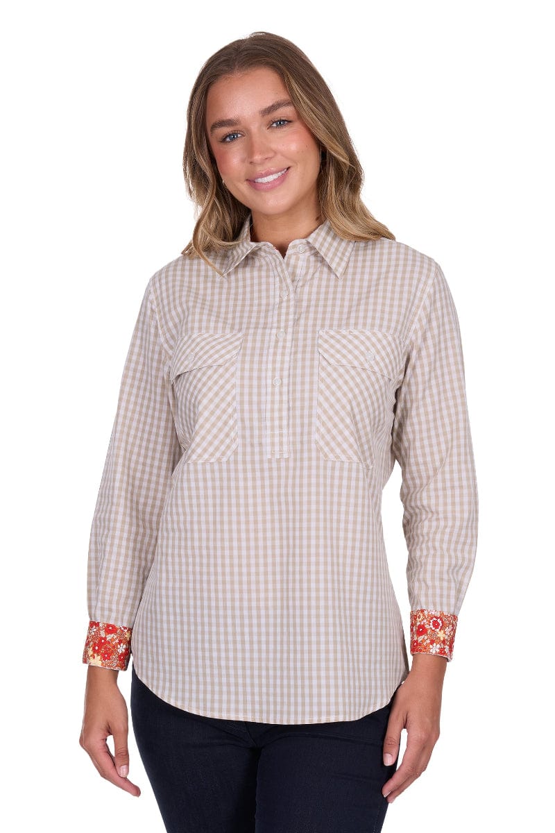 Hard Slog Womens Shirts 08 / Natural Hard Slog Shirt Womens Sara 1/2 Button