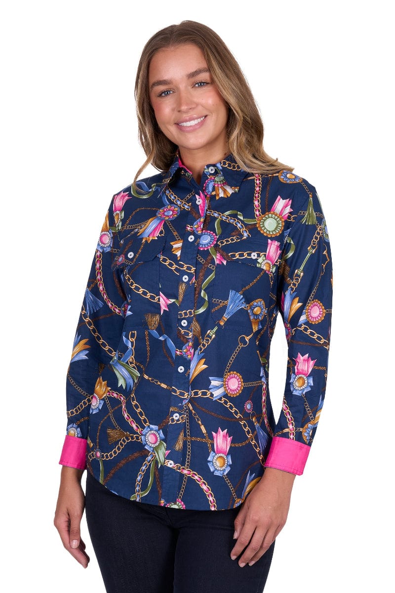Hard Slog Womens Shirts 08 / Navy Hard Slog Shirt Womens Jolie Full Button