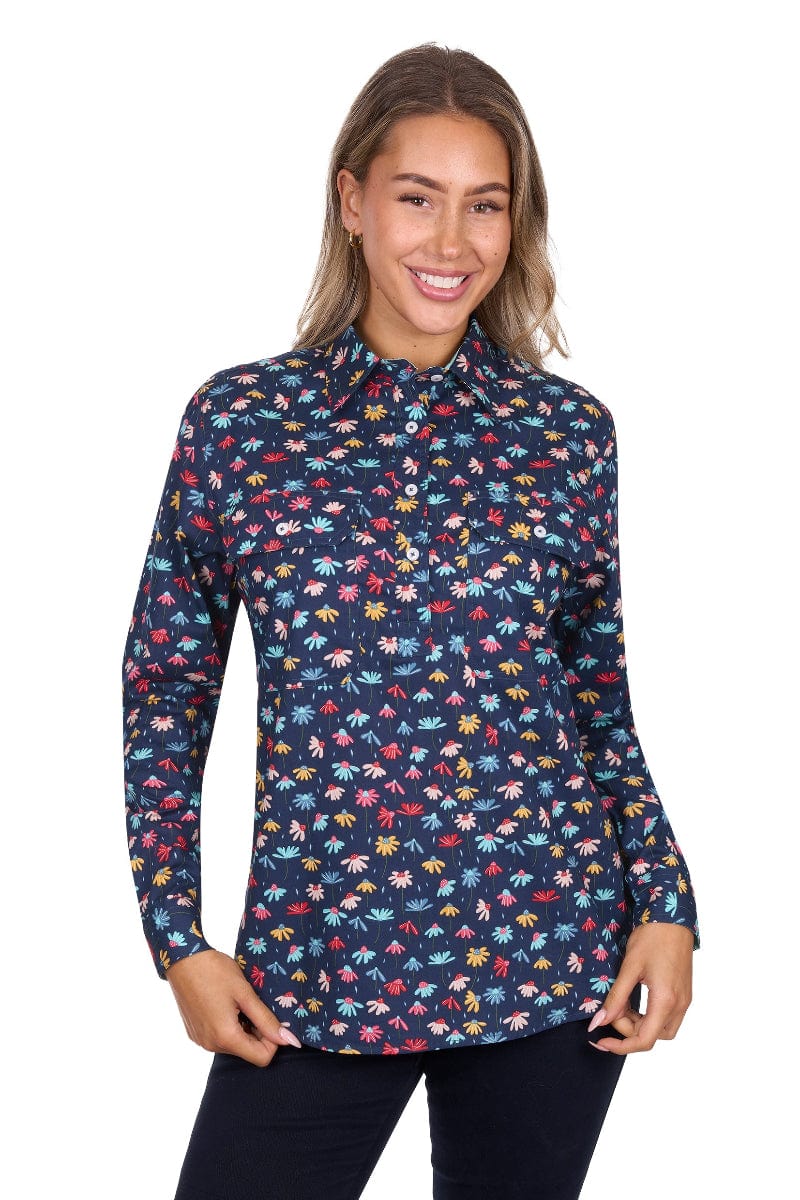 Hard Slog Womens Shirts 08 / Navy Hard Slog Shirt Womens Tori 1/2 Button