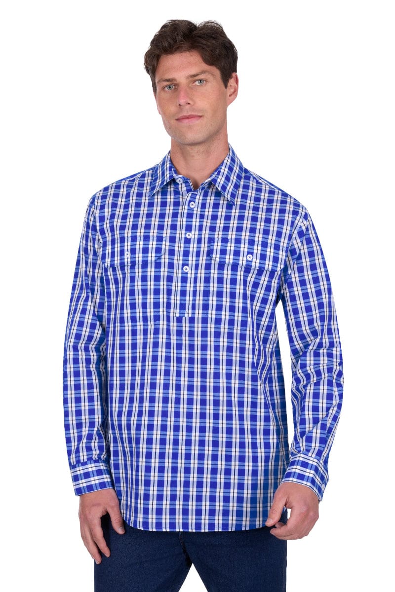 Hard Slog Womens Shirts S / Royal/White Hard Slog Shirt Mens Levers 1/2 Button