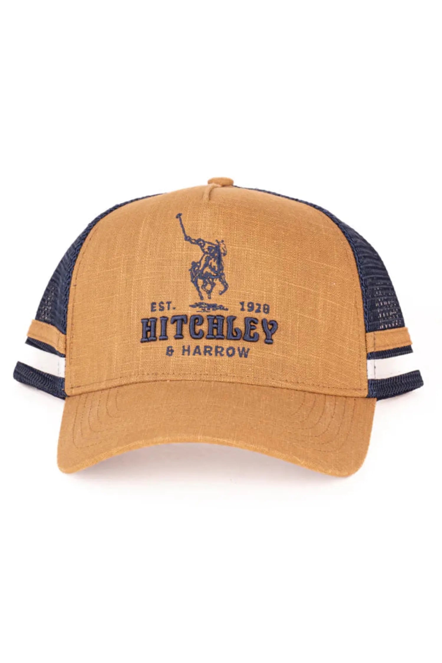 Hitchley and Harrow Caps Tan/Navy Hitchley & Harrow Cap Trucker Linen