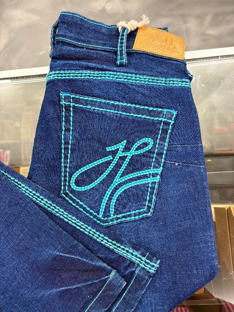 Hitchley and Harrow Womens Jeans 24x35 Hitchley & Harrow Jeans Womens Ultra High Rise Turquoise Stitch