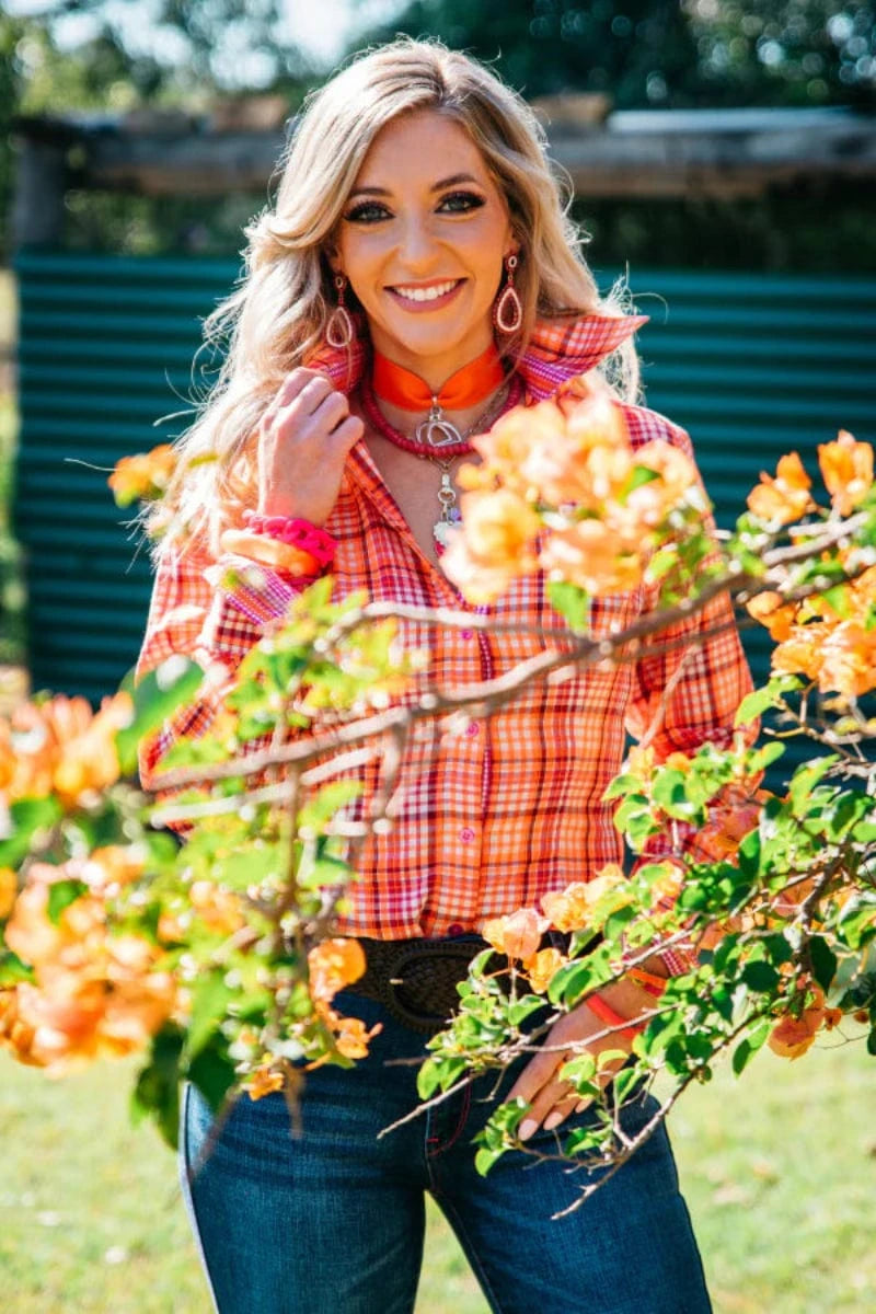 Hitchley and Harrow Womens Shirts 06 / Hot Pink/White/Orange Hitchley & Harrow Shirt Womens Range Range Arena Fitted