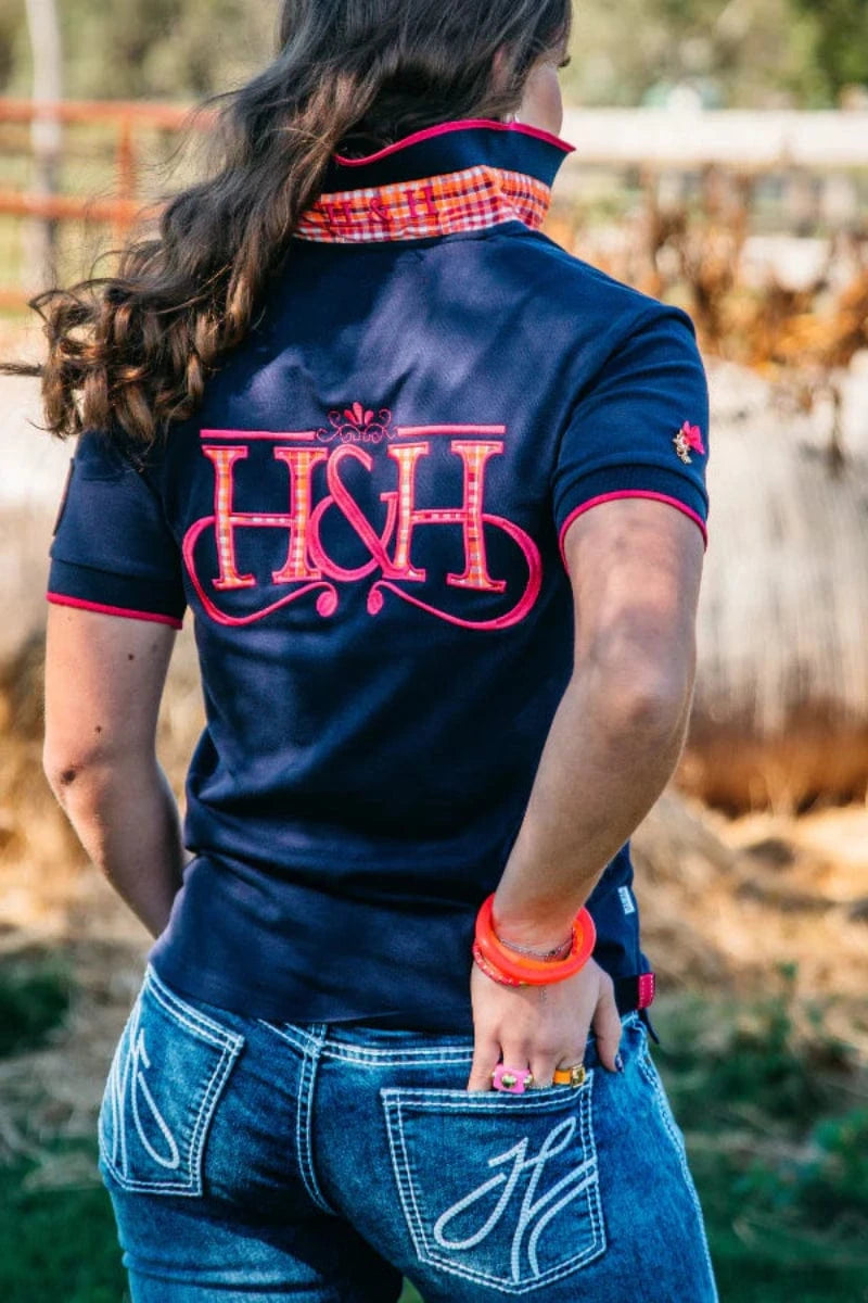 Hitchley and Harrow Womens Shirts 08 / Navy Hitchley & Harrow Polo Womens Loose Fit