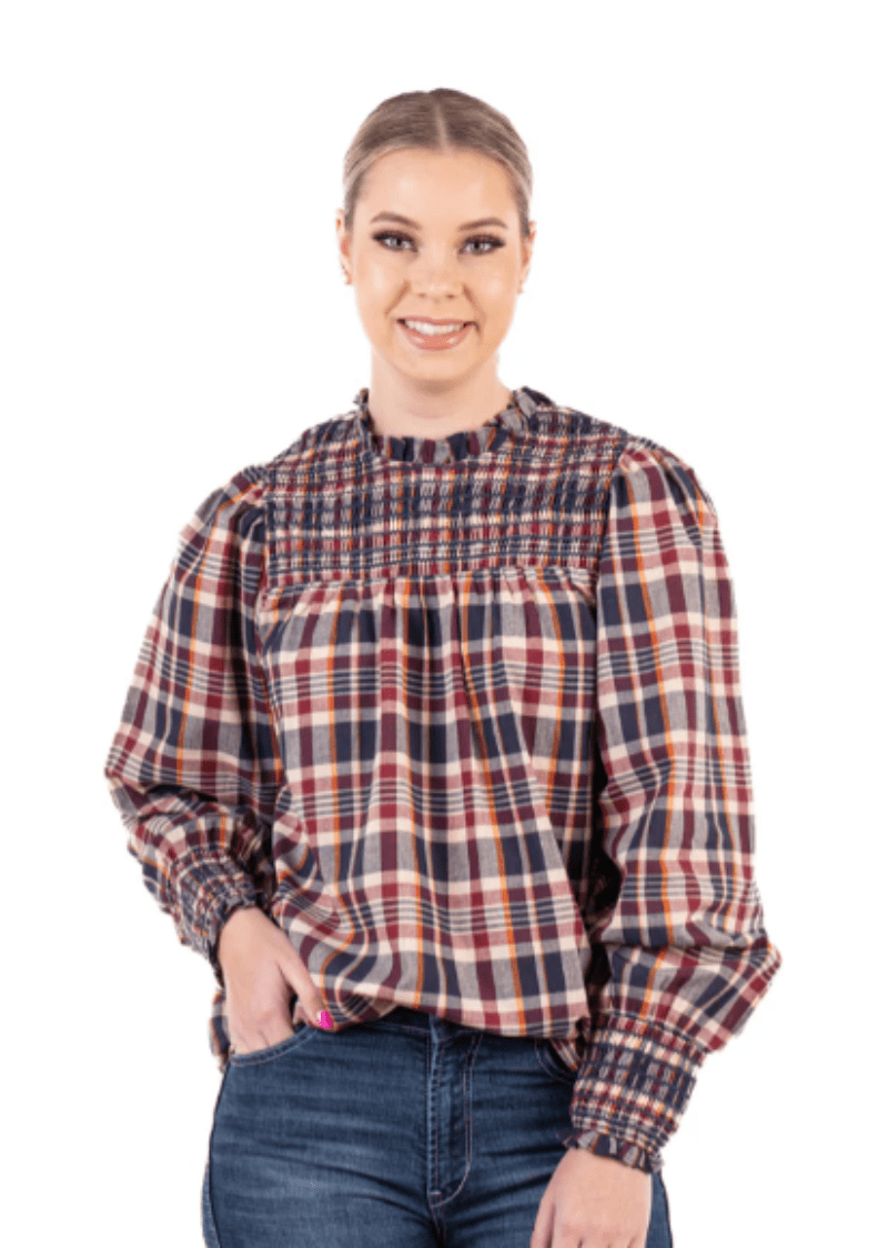 Hitchley and Harrow Womens Shirts 2XS / Navy/White/Purple Hitchley & Harrow Shirt Womens Linen Collection Check