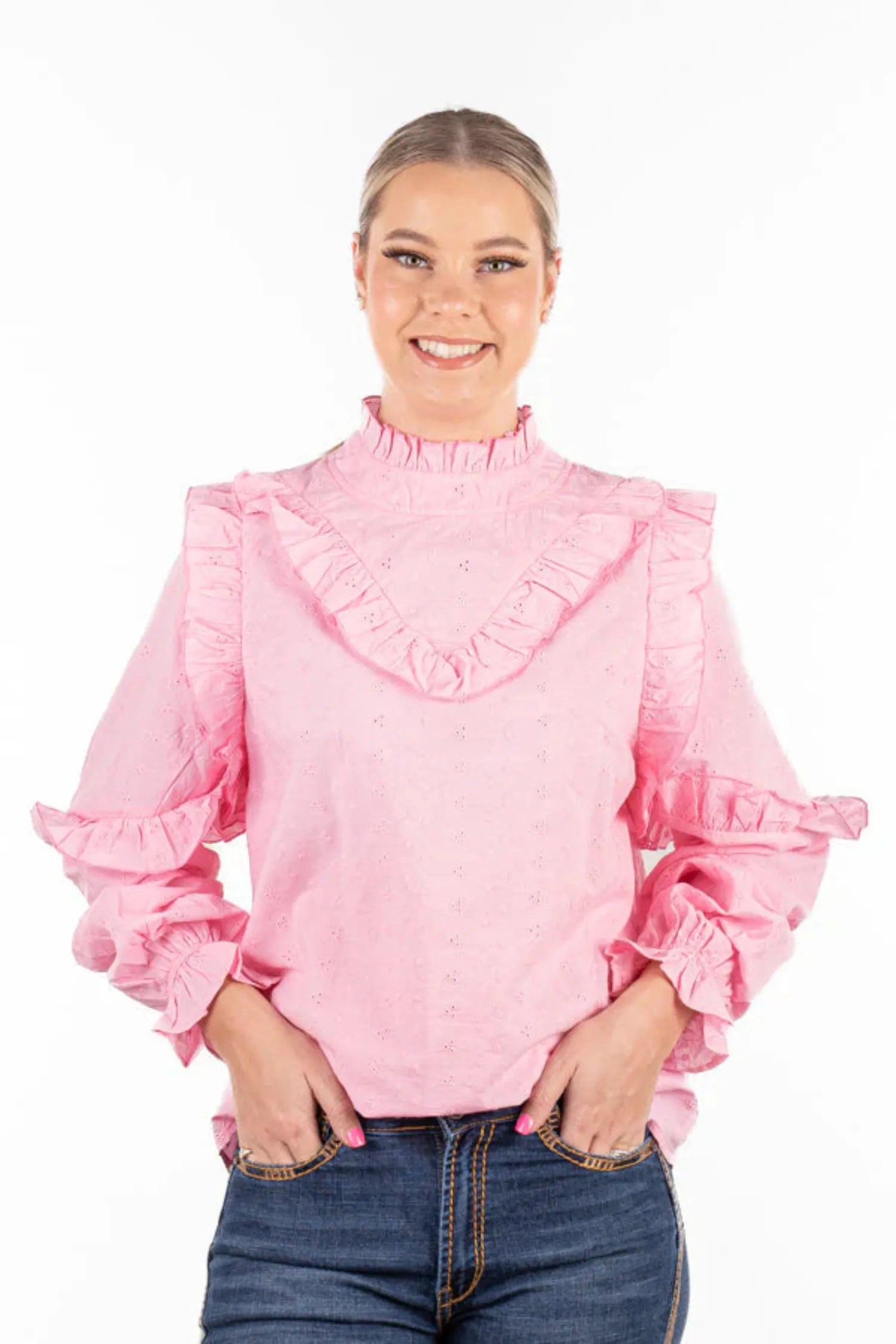 Hitchley and Harrow Womens Shirts Hitchley & Harrow Shirt Womens Broderie Linen
