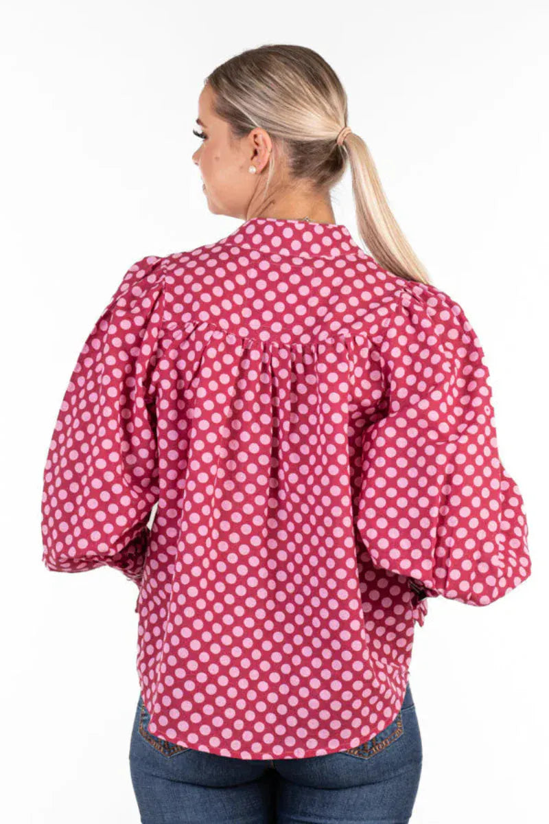 Hitchley and Harrow Womens Shirts Hitchley & Harrow Shirt Womens Linen Polka Dot