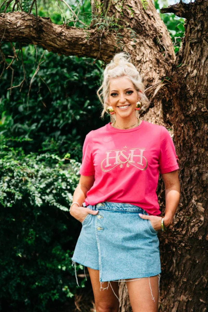 Hitchley and Harrow Womens Shirts Hot Pink / 08 Hitchley & Harrow Tee Womens Logo