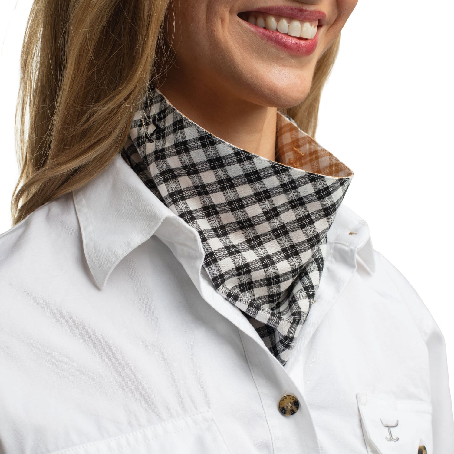 Just Country Bandanas - Scarves Mustard/White Check and Black/White Check Just Country Scarf Carlee Double Sided