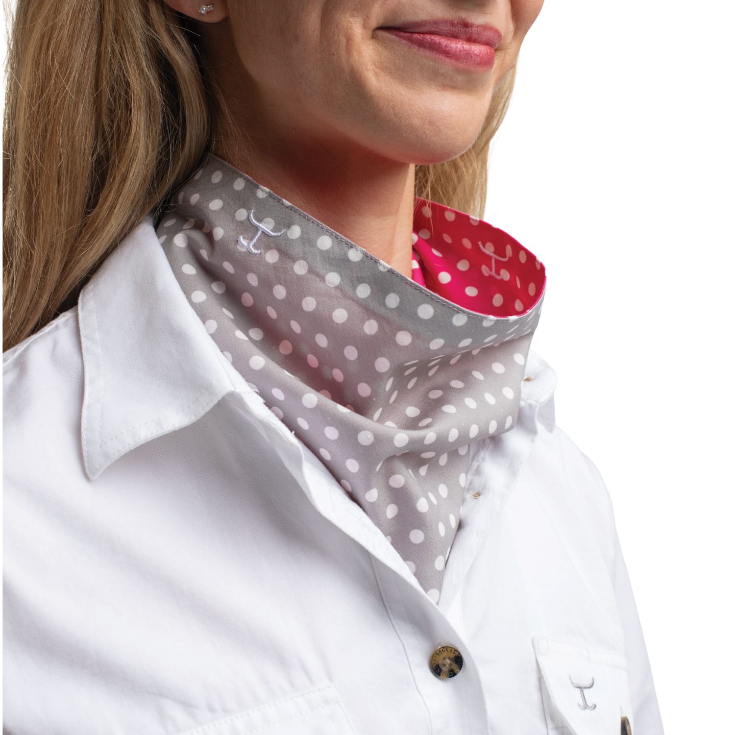 Just Country Bandanas - Scarves Smoke Grey/White Polka Dots/ Raspberry/White Polka Dots / Smoke Grey/White Polka Dots and Raspberry/White Polka Dots Just Country Scarf Carlee Double Sided