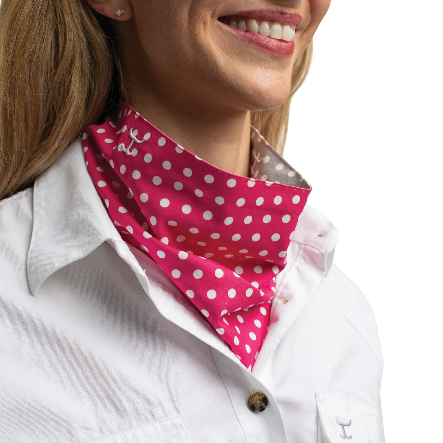 Just Country Bandanas - Scarves Smoke Grey/White Polka Dots/ Raspberry/White Polka Dots / Smoke Grey/White Polka Dots and Raspberry/White Polka Dots Just Country Scarf Carlee Double Sided
