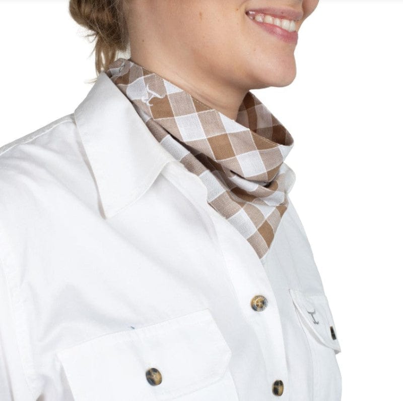 Just Country Bandanas - Scarves Tan/White Check Just Country Scarf Carlee Double Sided