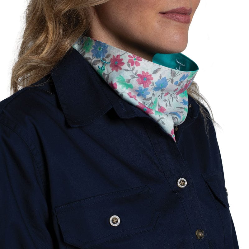 Just Country Bandanas - Scarves Turquoise/White Confetti Floral Just Country Scarf Womens Carlee Double Sided