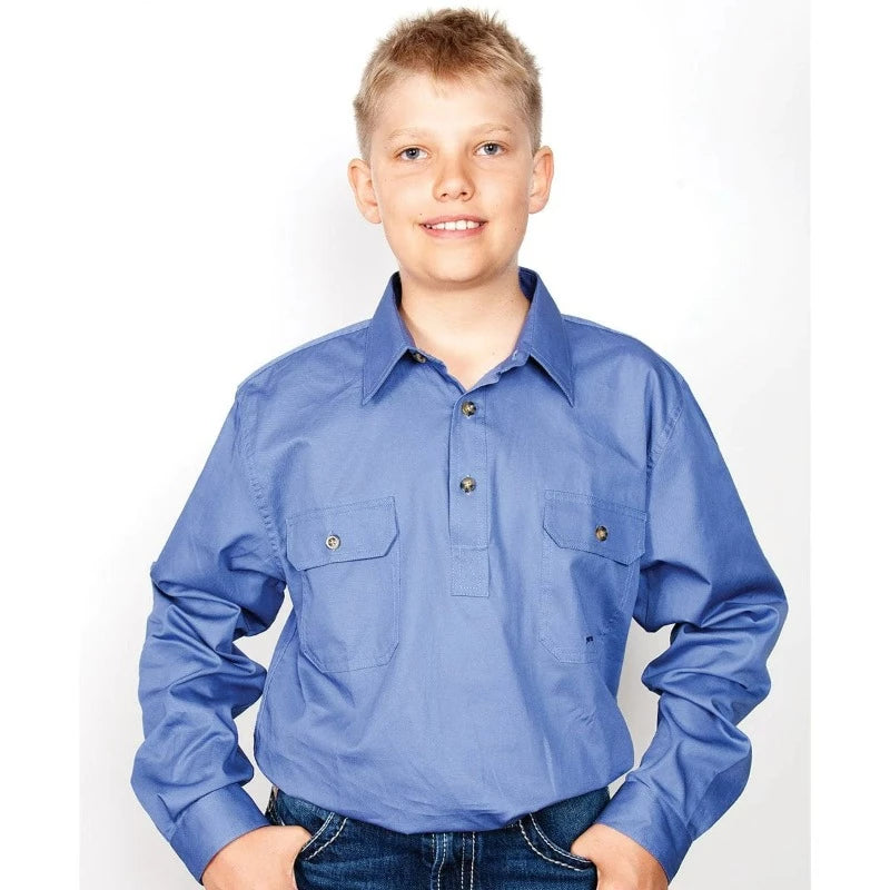 Just Country Kids Shirts Just Country Boys Lachlan Half Button Workshirt (30303)