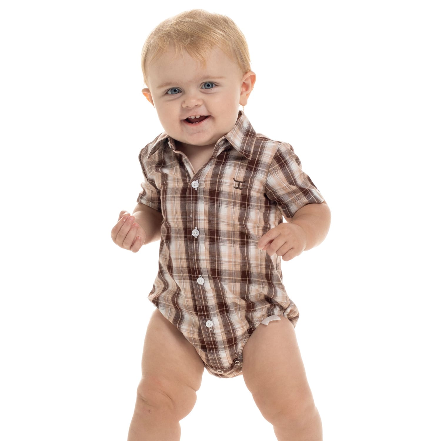 Just Country Kids Shirts Just Country Jumpsuit Infant Frankie Full Button Plaid
