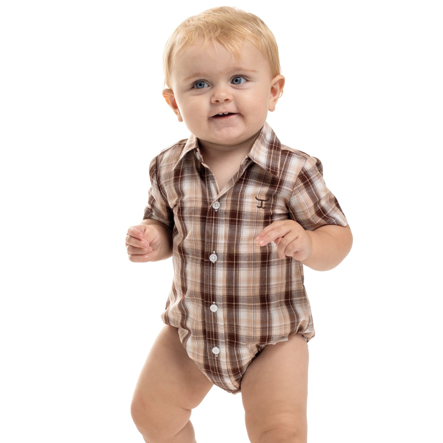 Just Country Kids Shirts Just Country Jumpsuit Infant Frankie Full Button Plaid