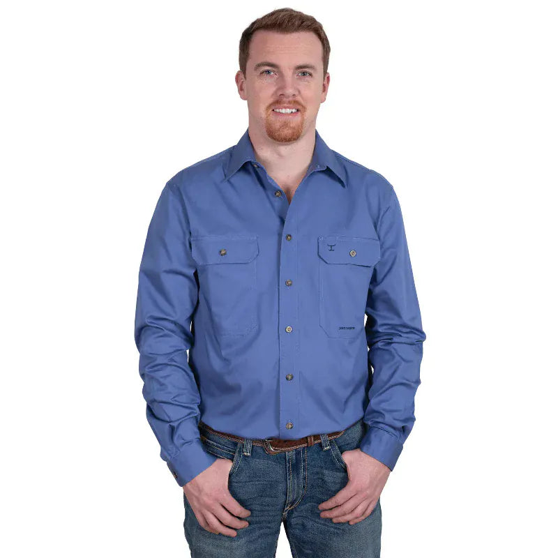Just Country Mens Shirts S / Blue Just Country Workshirt Mens Evan Full Button