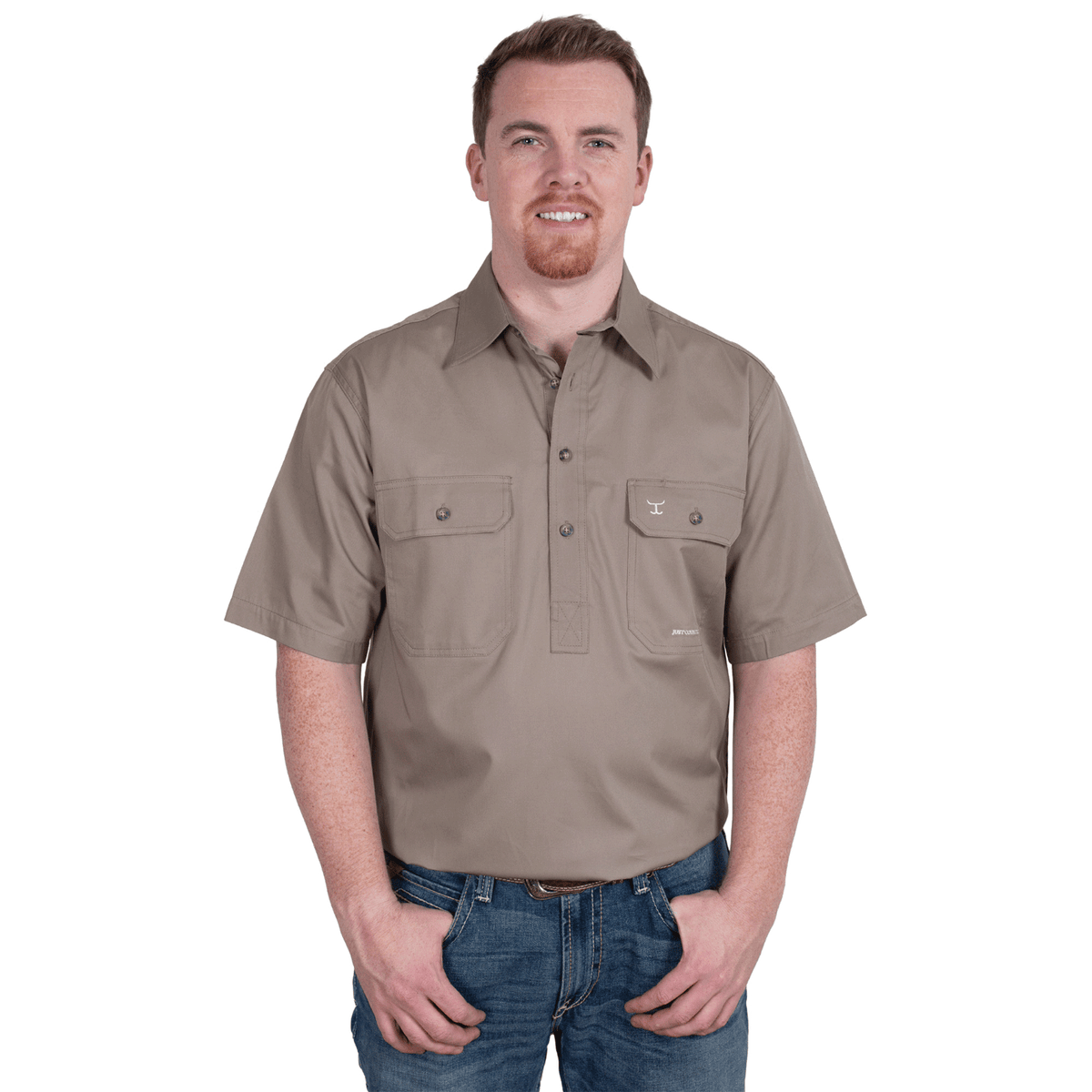 Just Country Mens Shirts S / Brown Just Country Workshirt Mens Adam Short Sleeve
