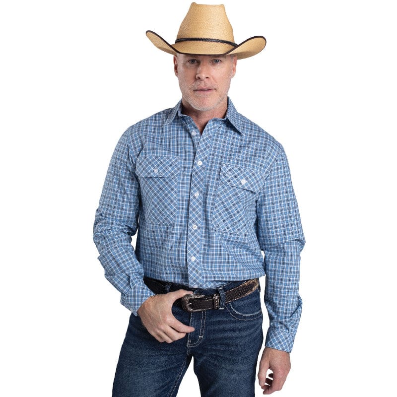 Just Country Mens Shirts S / Marine Blue/Navy/White Just Country Shirt Mens Austin Full Button Plaid