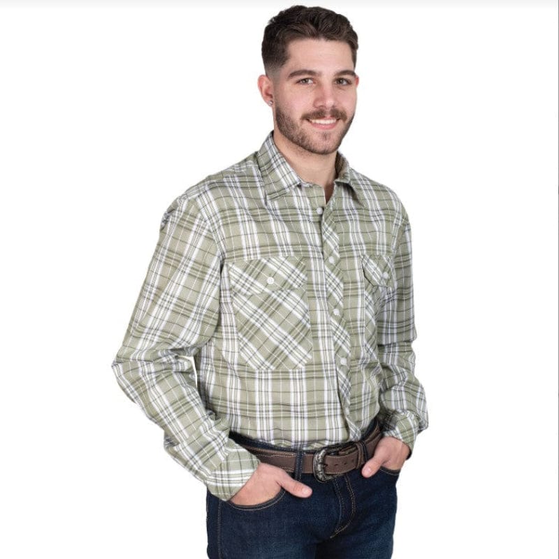 Just Country Mens Shirts S / Olive Just Country Shirt Mens Austin Full Button Plaid