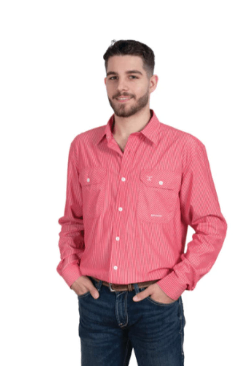Just Country Mens Shirts S / Red/White Stripe Just Country Shirt Mens Evan Bamboo Blend