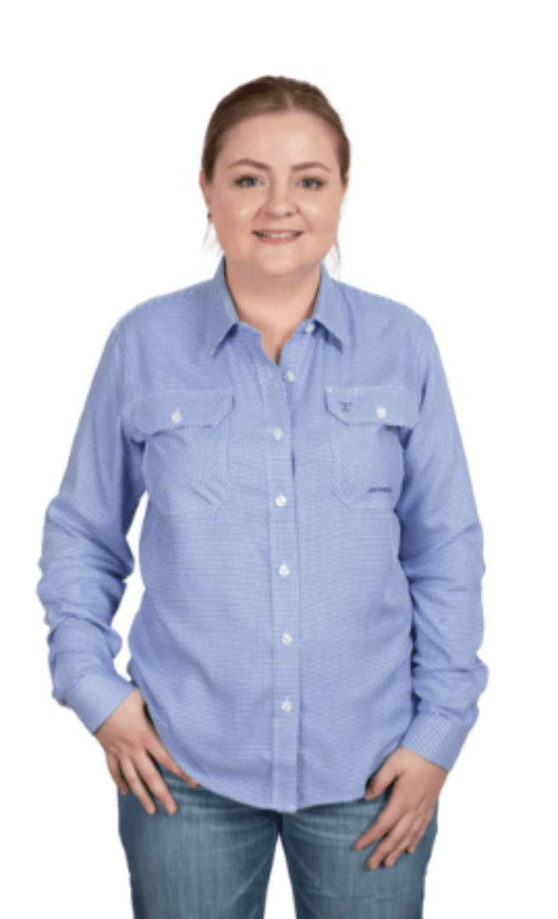 Just Country Womens Shirts 08 / Blue Houndstooth Just Country Shirt Womens Brooke Bamboo Blend