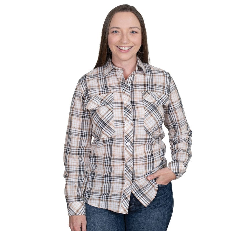 Just Country Womens Shirts 08 / Fawn Just Country Shirt Womens Abbey Full Button Plaid
