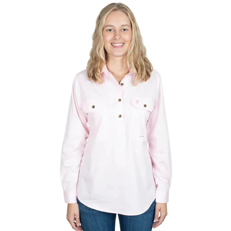Just Country Womens Shirts 08 / Pink Just Country Workshirt Womens Jahna Half Button