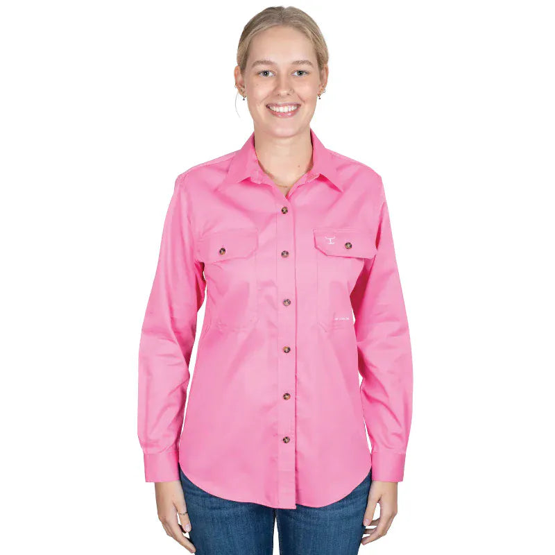 Just Country Womens Shirts 08 / Rose Just Country Workshirt Womens Brooke Full Button