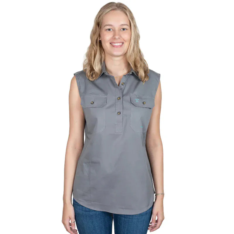 Just Country Womens Shirts 08 / Steel Grey Just Country Workshirt Womens Kerry Sleeveless