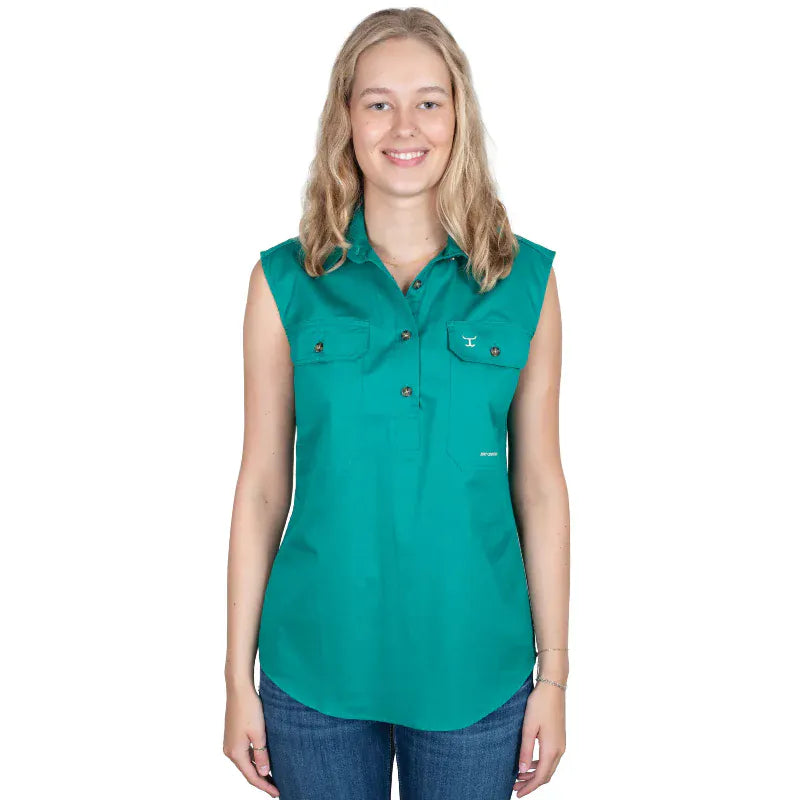 Just Country Womens Shirts 12 / Dark Green Just Country Workshirt Womens Kerry Sleeveless