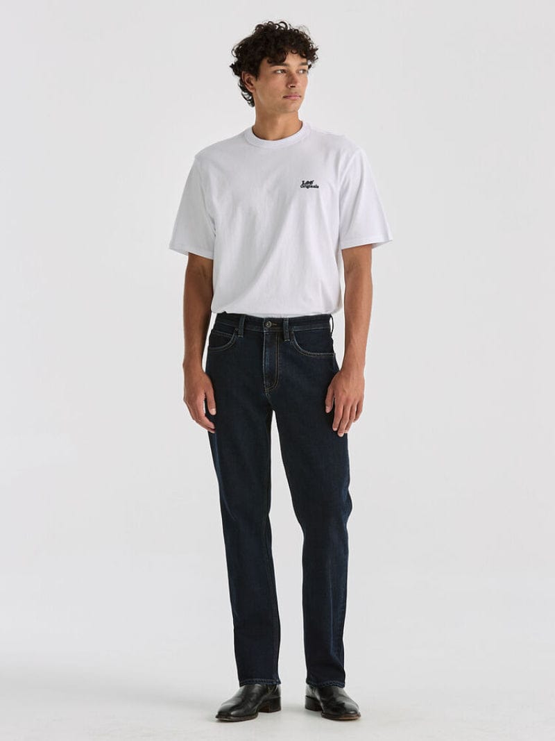 Lee Rider Mens Jeans Indigo / 28R Lee Original Mens Straight Leg Stretch Jeans