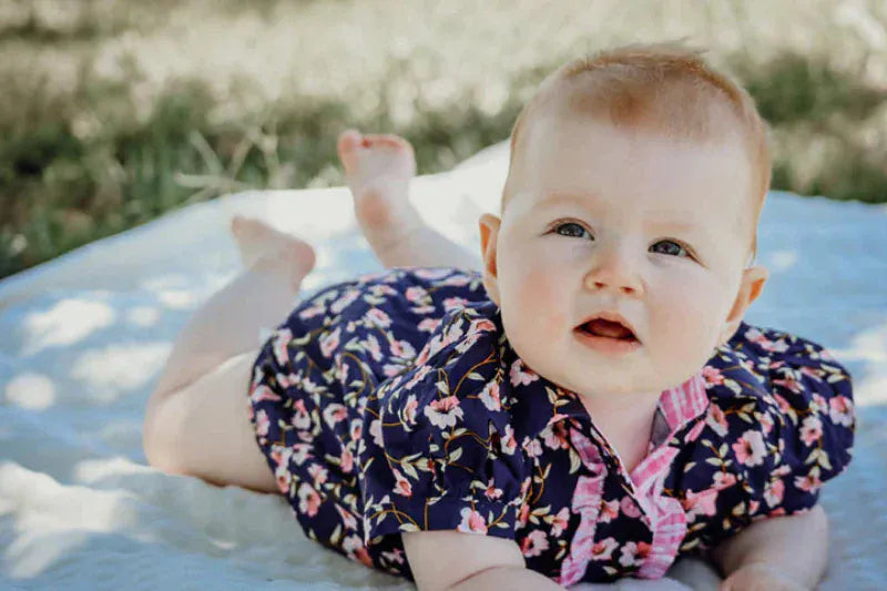 Little Windmill Kids Shirts 0-3 Months / Navy Little Windmiill Romper Girls Harlo Floral
