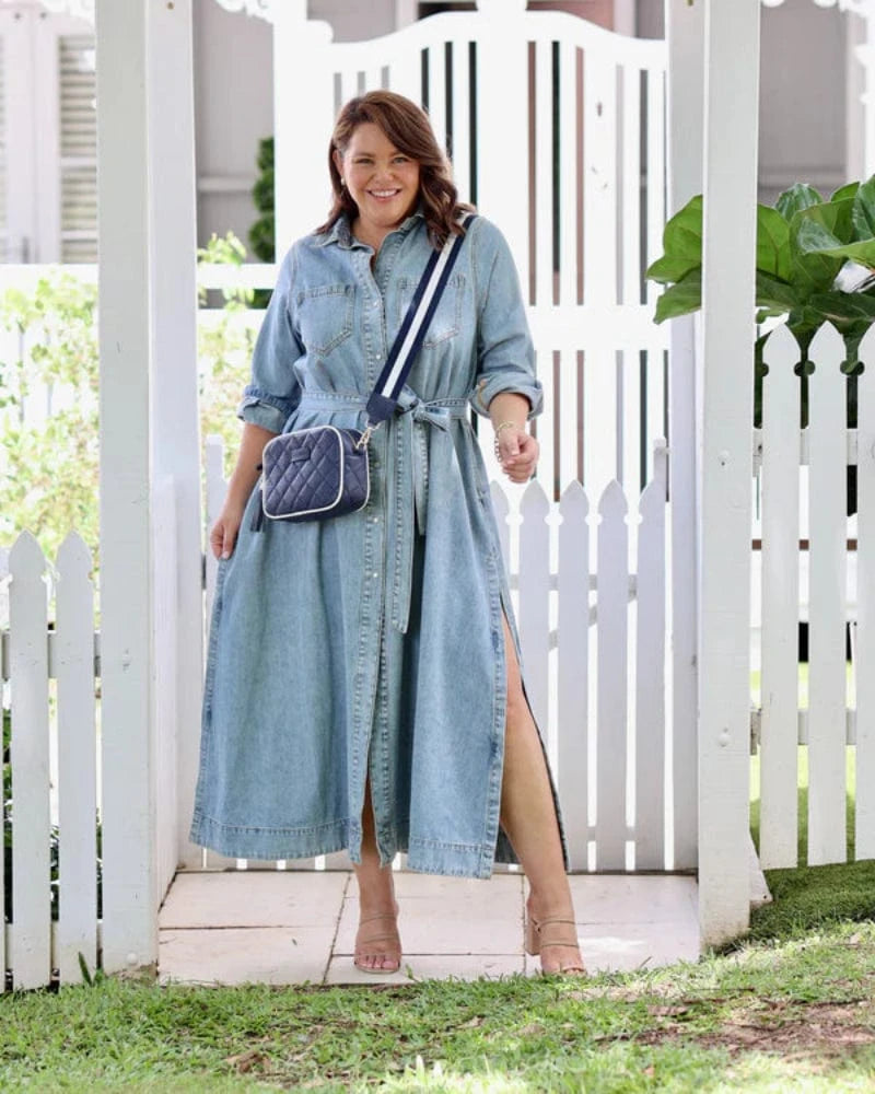 Liv and Milly Handbags & Wallets Navy/White Liv & Milly Handbag Sally Quilted