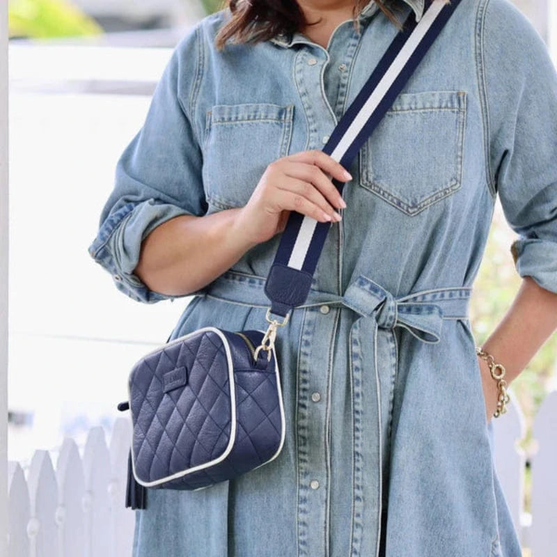 Liv and Milly Handbags & Wallets Navy/White Liv & Milly Handbag Sally Quilted