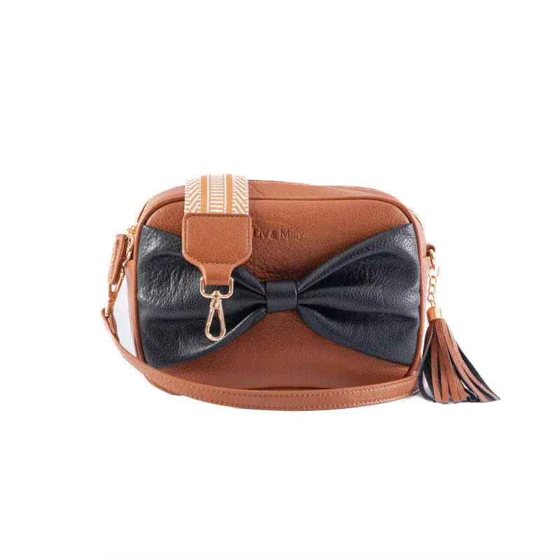 Liv and Milly Handbags - Wallets Tan/Black Liv & Milly Handbag Sally Bow