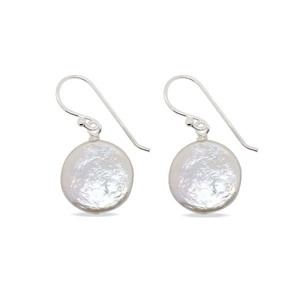 MCJ Jewellery Earrings ER0082 Drop Disc Pearl