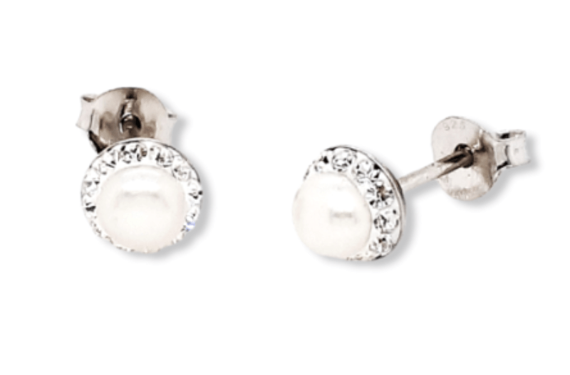 Mountain Creek Jewellery MCJ Fresh Water Pearl Earrings with Cubic Zirconia